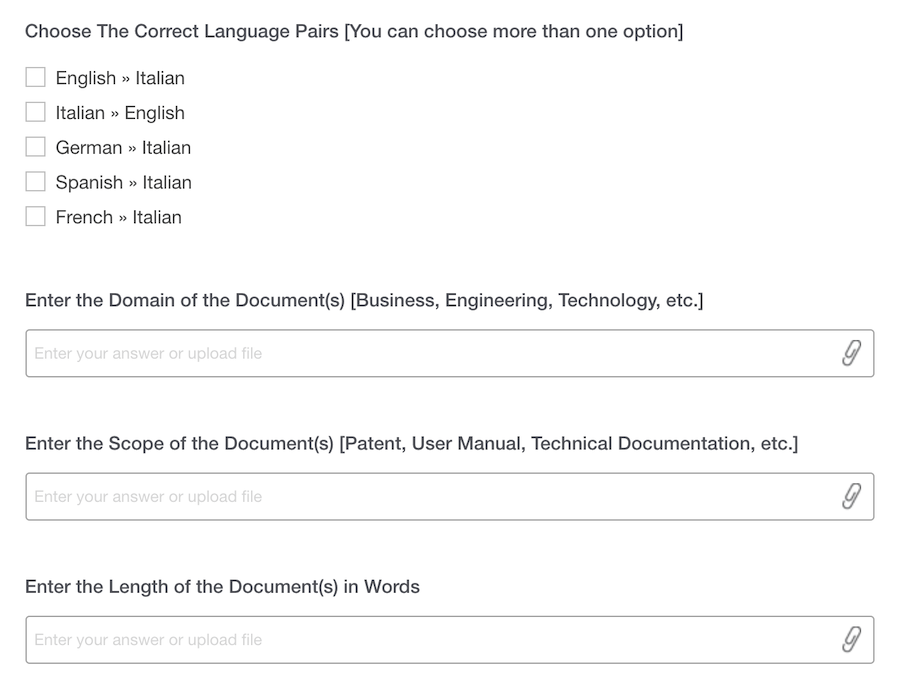 a screenshot of a requirements form on Fiverr